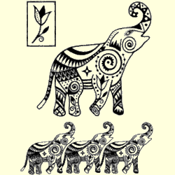 Cloisonne Elephants Rubber Stamp Set