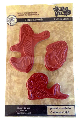 3 Little Mermaids Rubber Stamps in Package