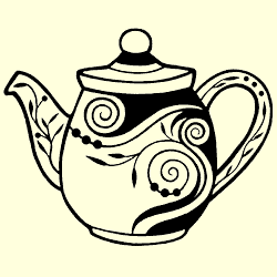 Cloisonne Teapot Rubber Stamp
